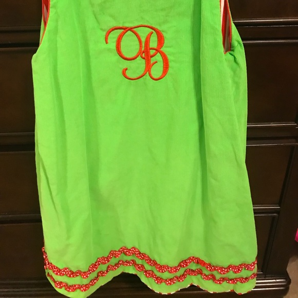 Corduroy Christmas dress with red trim - Picture 2 of 2